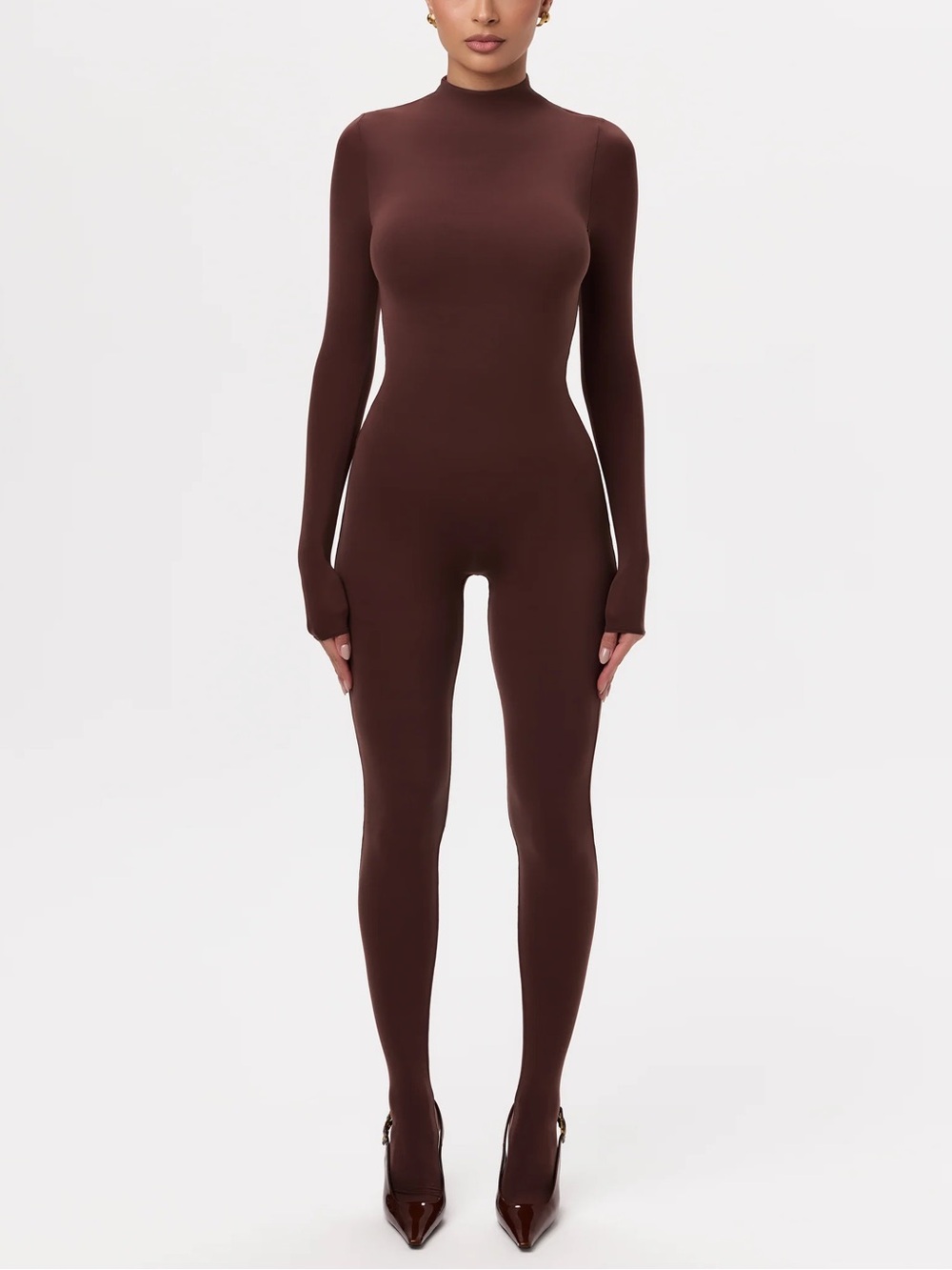 NWT - Naked Wardrobe Closed Toe Jumpsuit in Chocolate - Size M